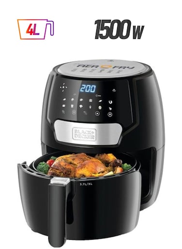 مقلاة ايرو الرقمية - مقلاة غير لاصقة 13 في 1-4 لتر - سلة قابلة للفصل 3.7 لتر - 1500 وات - مؤقت 60 دقيقة - من 80 درجة مئوية إلى 200 درجة مئوية