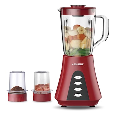 خلاط ستارجولد توربو 3 في 1، سعة 1.5 لتر، مع عصارة ومطحنة - قوة 600 واط لخلط سلس وسهل، SG-1386