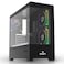 صندوق كمبيوتر ماجيستي ميد تاور رعد برو، 6 مراوح ARGB إنفينيتي 120 ملم مثبتة مسبقًا لتدفق هواء فعال، دعم ATX، يدعم مبرد مائي 360mm، منافذ 2×USB 3.0، ريموت تحكم، أسود