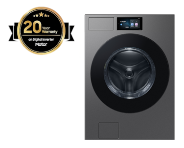 سامسونج غسالة اتوماتيك امامية، تنشيف كلي، سعة 21 كجم ( تنشيف 12 كجم - smart LCD Screen, Direct Drive, Dark Steel )، استيل - WD90F21BCSYL