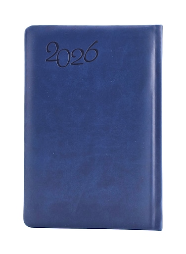 2026 Diary, A5 PU Leather, Daily Planner - Navy Blue