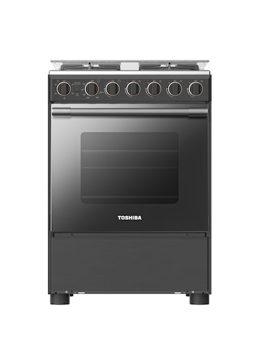 Toshiba Gas Cooking Range 60cm, 4 Gas Burners, Full Safety RLA1-60MG4GE(GMR)-SA Grey/Black