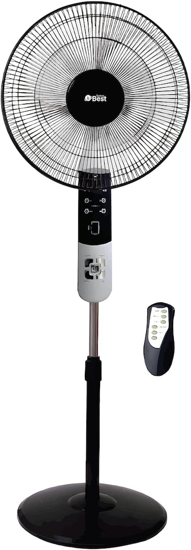 مروحة ستاند 60 واط مع جهاز تحكم عن بعد/ قطر 16 انش/ دوران عريض 90 درجة/ 3 سرعات واوضاع/ اسود/ BSF-016R من تكنو بيست