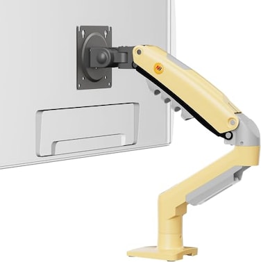 NB Nortbayou Universal Monitor Stand Single Arm Swivel Monitor Stand With Gas Spring Arm For 17-30 Inch (2K-9K) Monitors Yellow F80-XD