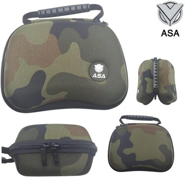 حقيبة يد محمولة من ايه اس ايه لتخزين وحدة تحكم جهاز 5 PlayStation باللون البني . مزودة بغطاء واقي صلب مقاوم للصدمات مع جيب داخلي لشاحن وحدة تحكم دوال سينس اللاسلكية 2023