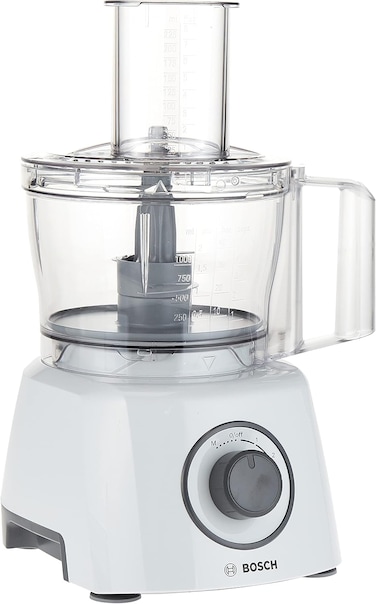 محضر طعام للمطبخ مالتي تالنت 3 بقوة 800 واط 20 وظيفة سكين متعدد الاستخدامات تخزين ذكي لون أبيض، صناعة أوروبية من بوش، موديل MCM3100W