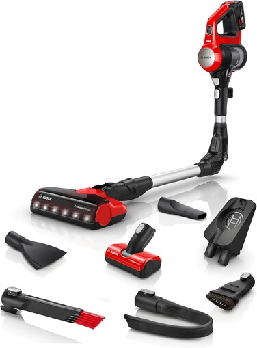 Bosch Unlimited 7 BCS71PETGB Pro Animal Multi Use Lightweight Cordless Vacuum Cleaner With Auto Detect, Flex Tube And Pet Accessories, 1 Battery, 40 Minutes Runtime - Tornado Red