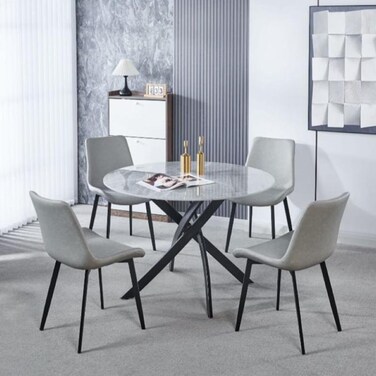 طاولة طعام سيراميك - 4 كرسي - رمادى