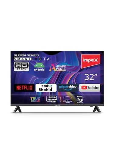 امبكس تلفزيون غلوريا إل إي دي ذكي عالي الدقة مقاس 32 بوصة،  غلوريا بلاك Gloria أسود
