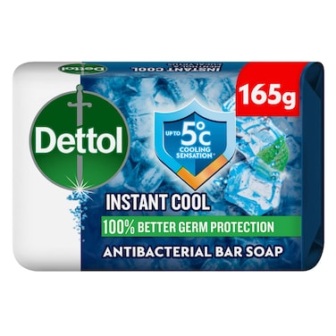 Dettol Instant Cool Bar Soap, Menthol &amp; Eucalyptus Scent, 165g