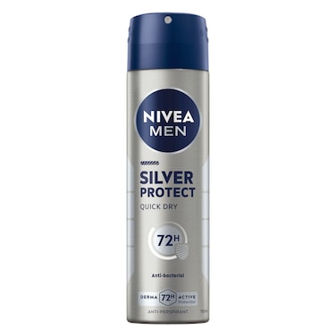 NIVEA MEN Antiperspirant Spray for Men, 48h Protection, Silver Protect Antibacterial, 150ml