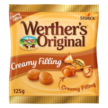 ويرذرز أوريجينال حلوى الكراميل مع حشوة كريمية، 125 غ، حلوى كريمية بمذاق أصيل ومثالية للمشاركة