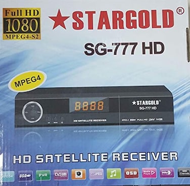 Stargold SG-777HD Full HD Satellite Receiver Automatic Network Search, 5000 Channels Editing Sorting Mpeg2 SD, Mpeg2 HD, H.264/AVC SD Multiple Languages, Dual Display, Software Upgrades Through USB