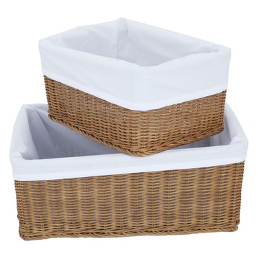 Rectangular Woven Serving Basket by Alsaif Gallery, 30&times;23&times;15 cm - Beige