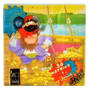 Fun - 3ply Pirate Theme Napkins, 33x33 Cm