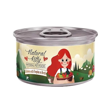 Natural Kitty Chicken with Pumpkin in Broth Canned Cat Food - 80 g