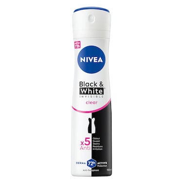NIVEA Antiperspirant Spray for Women, 48h Protection, Black &amp; White Invisible Original, 150ml
