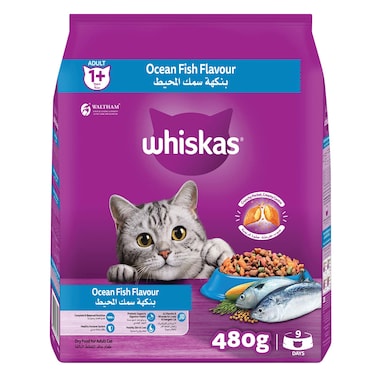 ويسكاس اكل قطط جاف بطعم سمك المحيط كيس 480 غ