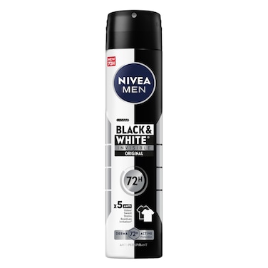 NIVEA MEN Antiperspirant Spray for Men, 48h Protection, Black &amp; White Invisible Original, 200ml