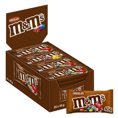 m&amp;m's Chocolate, Chocolate Candy with Milk Chocolate, Pack of 24x45g