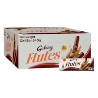 Galaxy Flutes Chocolate, 4 Fingers, Pack of 12, 45g