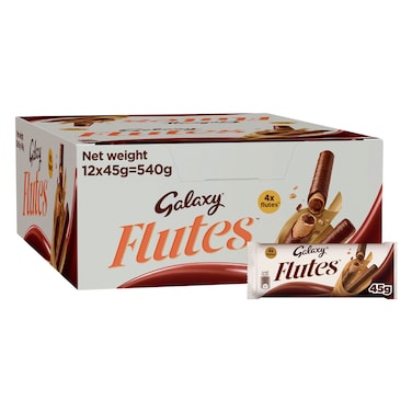 شوكولاتة جالكسي فلوتس، 4 أصابع، عبوة من 12، 45 جرام