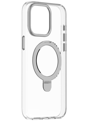 Flip Magnetic for iPhone 15 PRO Case Cover with MagSafe with Kickstand - Transparent