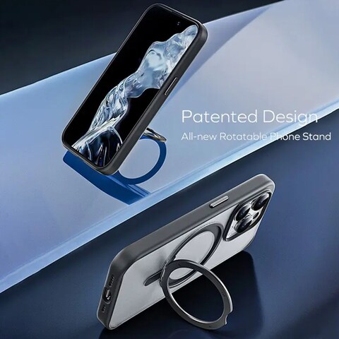 كفر حماية موماكس كيسفورم مع ماج سيف وستاند مغناطيسي قابل للدروان آيفون 15 برو - رمادي