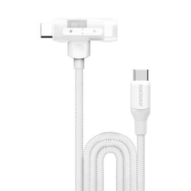 سلك شاحن موماكس 2 في 1 من USB-C إلى USB-C و آيفون مضفر بطول 1.5 م - أبيض