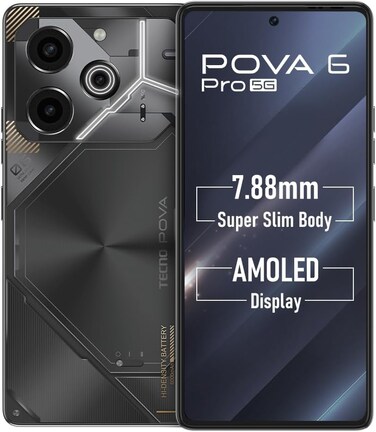 TECNO Pova 6 Pro 5G (12GB RAM + 256GB ROM), 6.78" FHD+ 120Hz AMOLED Display, NFC, (108MP+2MP) Rear Camera &amp; (32MP) Front Camera, 6000mAh Battery With 70W Charge Speed - Meteorite Grey Color