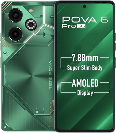 TECNO Pova 6 Pro 5G (12GB RAM + 256GB ROM), 6.78" FHD+ 120Hz AMOLED Display, NFC, (108MP+2MP) Rear Camera &amp; (32MP) Front Camera, 6000mAh Battery With 70W Charge Speed - Comet Green Color