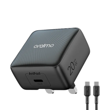 Oraimo Wall Charger PowerCube 20 Chic USB-C Port 20W With USB-C Cable - Black