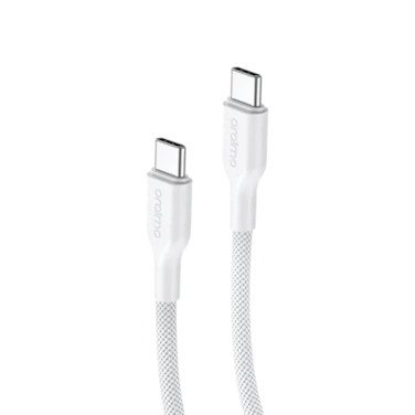 سلك شاحن اورايمو برويد لاين من USB-C الى USB-C مضفر بطول 1 م وبقوة 100 واط - أبيض