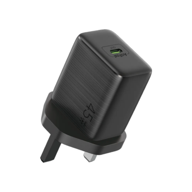 شاحن جداري أورايمو بور جان بمنفذ USB-C وبقوة 45 واط وبسلك USB-C - أسود