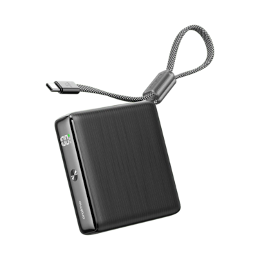 شاحن متنقل أورايمو بمنفذ USB-C ومنفذ USB بسعة 20000 مللي أمبير وبقوة 30 واط مع سلك مدمج - أسود