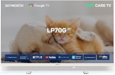سكاي ورث تلفزيون ذكي 32 انش FHD بنظام تشغيل جوجل تي في 32LP70G موديل 2025، شاشة LED، 60 هرتز، صوت دي بي اكس، حامل/جهاز تحكم عن بعد/كيبل متضمن، HDMI/USB، 71.9×6.6×45.9 سم