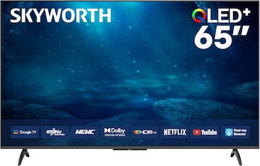 Skyworth 65-Inch QLED+ Google TV, 120Hz Refresh Rate, Model 65Q6820H, 2025, Smart TV With Dolby Vision &amp; Atmos, 3 HDMI, 2 USB Ports, Black