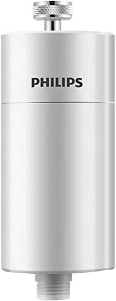 Philips Stainless Steel In-Line Shower Filter, White