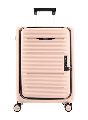 Fold Cabin Luggage 20&rdquo; &ndash; Lightweight Polypropylene Suitcase, 8-Wheel Spinner, TSA Lock, Expandable Travel Trolley, Durable &amp; Stylish Carry-On Bag - Light Rosy