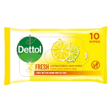 Dettol Fresh Antibacterial Skin Wipes, 10
