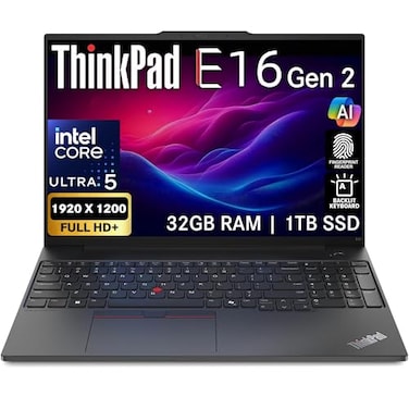 Oemgenuine Lenovo ThinkPad E16 Gen 2, WUXGA 16" Display, Intel Ultra 5-125U, 32GB DDR5 RAM, 1TB NVMe, FP, Backlit KB, WiFi 6E + BT, RJ-45, FHD Webcam, W11P, Business Laptop