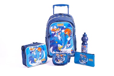 Sonic 18" Trolley Bag School Set With Lunch Bag, Pencil Case, Water Bottle &amp; Lunch Box &ndash; Multicolor