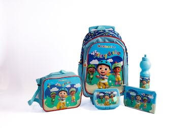 Cocomelon 5-In-1 School Set &ndash; 16" Trolley Bag, Lunch Bag, Pencil Case, Water Bottle &amp; Lunch Box &ndash; Multicolor