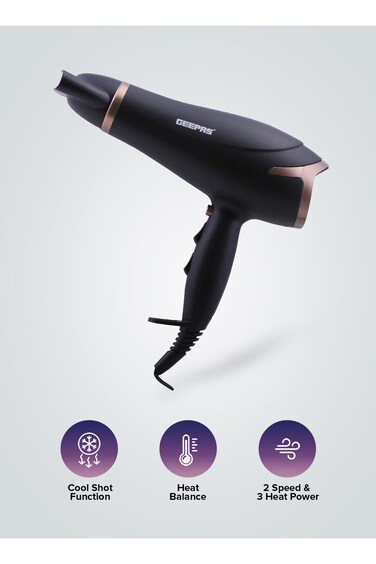 Geepas مجفف شعر/سرعتان/3 درجات حرارة/2200 واط
