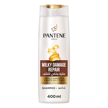 Pantene Pro-V Milky Damage Repair Shampoo, Heals Damage and Fights Split Ends, 400 ml