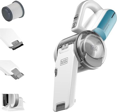 BLACK+DECKER Vacuum Cleaner Handheld Battery Lithium-Ion Cordless - 1.5 Ah - 10.8V - 440 ml - White/Blue - PV1020L-B5