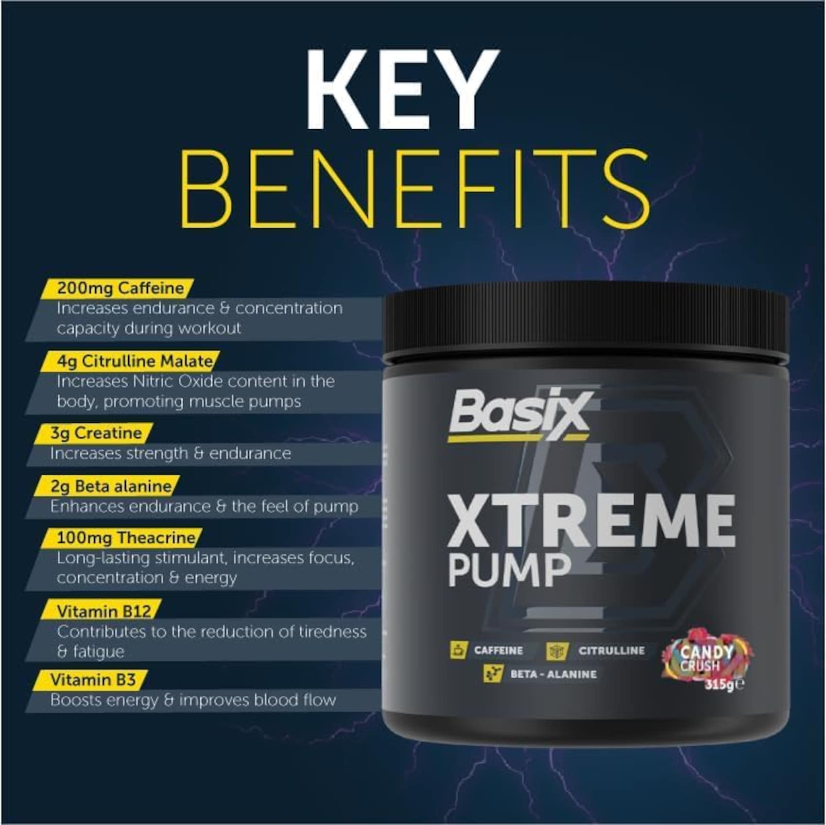Buy Basix Xtreme Pump Pre-workout - Candy Crush - (330 g