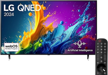 تلفزيون LG ذكي QNED80T 86QNED80T6B بدقة 4 كيه (موديل 2024 - نسخة المملكة العربية السعودية) 86QNED80T6B، أسود