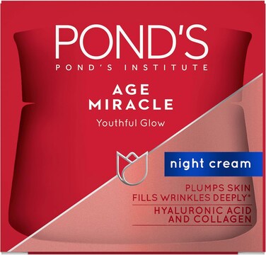 Pond's Age Miracle Night Face Cream, With Vitamin B3 And 10% Retinol C, Youthful Glow, 24 Hour Wrinkle Correcting Glow, 50G