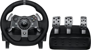 Logitech G920 Driving Force Racing Wheel And Floor Pedals, Real Force Feedback, Stainless Steel Paddle Shifters For Xbox Series X, S, Xbox One, PC, Mac - Black - KSA Version